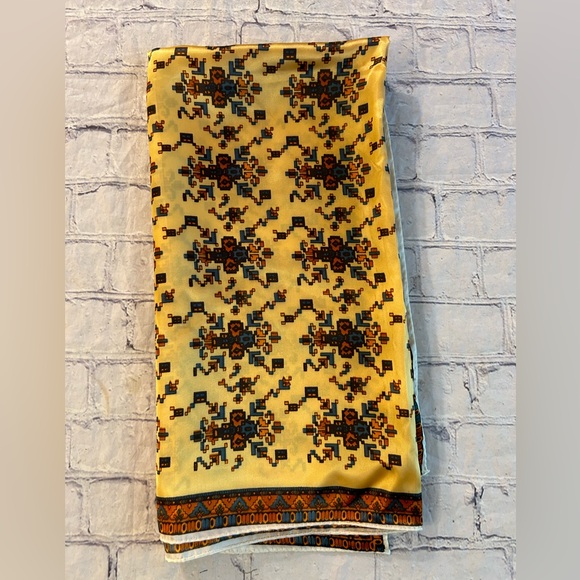 VINTAGE EXCLUSIVE DESIGN 100% ACETATE ROLLED JAPAN MADE ABSTRACT SCARF - Picture 2 of 9